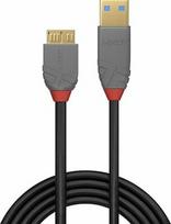 micro usb laidas 5m - Lindy Anthra Line USB 3.0 A To Micro USB B Cable 0.5m Black - 1 nuotrauka