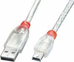 Lindy USB 2.0 Type A To Mini USB B 2m Transparent