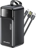 power bank 50000 - Awei PA-107, 50000mAh, 22.5W, PD, 3xUSB, juodas - 1 nuotrauka
