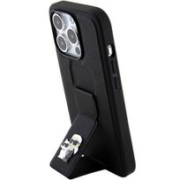 iphone 15 pro telefonai - Karl Lagerfeld "Gripstand Saffiano Karl and Choupette Pins iPhone 15 Pro Max" Black - 3 nuotrauka