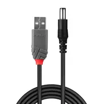usb dc laidas - Lindy USB 2.0 Type A į 5.5mm DC kabelis 1.5m Juodas (Black) - 2 nuotrauka