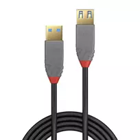 lindy anthra line - LINDY Anthra Line USB 3.2 Type A M/F ilginimo laidas, 1 m, Juodas (Black) - 2 nuotrauka