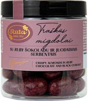 Šokoladiniai saldainiai RŪTA Traškūs migdolai su Ruby šokoladu ir juodaisiais serbentais, 120 g
