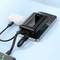 power bank 10000 mah - Hoco J162, 10000mAh, 22.5W, USB-C, Lightning, juodas (black) - 1 nuotrauka