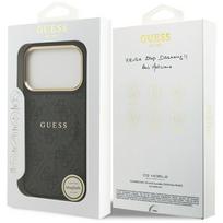 guess pu leather 4g - Guess PU Leather 4G Gold Frame MagSafe dėklas Apple iPhone 17 Pro Juodas (Black) - 2 nuotrauka