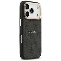 guess pu leather 4g - Guess PU Leather 4G Gold Frame MagSafe dėklas Apple iPhone 17 Pro Juodas (Black) - 3 nuotrauka