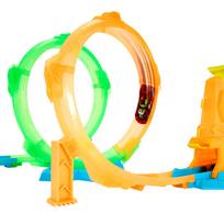 hot wheels garazas - Mattel Hot Wheels Neon Speeders dvigubos kilpos trasa JMG49, įvairių spalvų - 4 nuotrauka