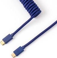 Keychron Coiled Aviator Blue Cable USB-C į USB-A su GX16 4-pin atjungiamu jungtimi, 200 cm, Mėlynas (Blue)
