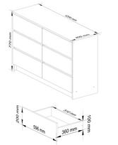 komoda 120 - Komoda Akord K120 6SZ CLP, ąžuolo/balta, 40 cm x 120 cm x 77 cm - 3 nuotrauka