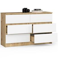 komoda 120 - Komoda Akord K120 6SZ CLP, ąžuolo/balta, 40 cm x 120 cm x 77 cm - 4 nuotrauka