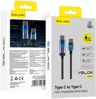 Blavec Velox USB-C į USB-C kabelis, PD 100W, 1.2 m, Juodas (Black), CVE-CC5B12