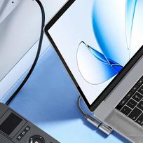 usb c adapteris - Wozinsky WPKB-01 USB-C - USB-C 40Gb/s 240W 8K OTG šoninis kampinis adapteris - Pilkas (Gray) - 4 nuotrauka