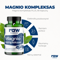 kapsule - RAW POWDERS Magnio kompleksas PLUS, 90 kapsulių - 5 nuotrauka