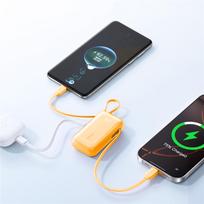 power bank - Joyroom JR-PR2, 10000mAh, 35W, su integruotais USB-C ir Lightning kabeliais, oranžinis - 2 nuotrauka