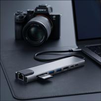 usb c adapteris - Tech-Protect HB09 USB šakotuvas 8-in-1 Type-C + USB-A 3.0 + USB-C 3.0 + HDMI 4K 60Hz + SD/TF + PD 100W + RJ45 1000Mb/s Pilkas (Space Grey) - 2 nuotrauka
