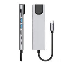 usb c adapteris - Tech-Protect HB09 USB šakotuvas 8-in-1 Type-C + USB-A 3.0 + USB-C 3.0 + HDMI 4K 60Hz + SD/TF + PD 100W + RJ45 1000Mb/s Pilkas (Space Grey) - 6 nuotrauka