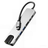 usb c adapteris - Tech-Protect HB09 USB šakotuvas 8-in-1 Type-C + USB-A 3.0 + USB-C 3.0 + HDMI 4K 60Hz + SD/TF + PD 100W + RJ45 1000Mb/s Pilkas (Space Grey) - 7 nuotrauka
