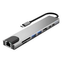 usb c adapteris - Tech-Protect HB09 USB šakotuvas 8-in-1 Type-C + USB-A 3.0 + USB-C 3.0 + HDMI 4K 60Hz + SD/TF + PD 100W + RJ45 1000Mb/s Pilkas (Space Grey) - 10 nuotrauka