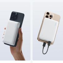 magnetinis power bank - Cuktech WPB100N, 10000mAh, 20W, magnetinė išorinė baterija su stovu, balta - 5 nuotrauka