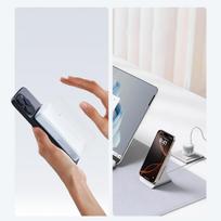 magnetinis power bank - Cuktech WPB100N, 10000mAh, 20W, magnetinė išorinė baterija su stovu, balta - 7 nuotrauka