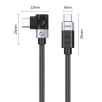 usb to c - Orico CW240 USB-C į USB-C PD 240W 20Gb/s 0.5m kampinis kabelis Juodas (Black) - 9 nuotrauka