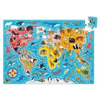 pasaulio zemelapis puzzle - Banana Panda Puzzlove Animals Around the World, 60 det. - 2 nuotrauka