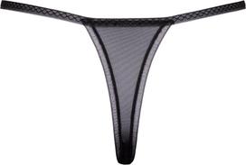 stringai moterims - Cottelli Lingerie String Flower M/L, juodas-baltas (Black-White) - 3 nuotrauka