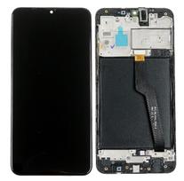 LCD ekranas Samsung A105 A10 Dual SIM su jutikliniu ekranu ir rėmeliu juodas originalus