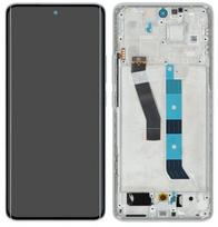 Originalus sidabrinis Xiaomi Poco M8 5G ekrano modulis su jutikliniu stiklu ir rėmeliu (serviso pakuotė)