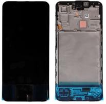 LCD ekranas Samsung A175 A17 4G su jutikliniu ekranu ir rėmeliu juodas originalus (serviso paketas)