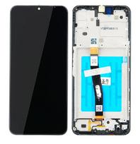 LCD ekranas Samsung A226 A22 5G su jutikliniu ekranu ir rėmeliu juodas originalus (serviso paketas)