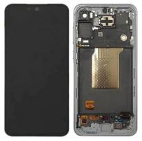LCD ekranas Samsung A556 A55 5G su jutikliniu ekranu ir rėmu Awesome Iceblue originalus (surinktas service pack)