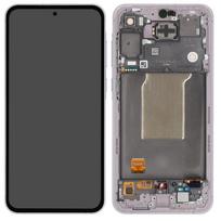 LCD ekranas Samsung A556 A55 5G su jutikliniu ekranu ir rėmu Awesome Lilac originalus (surinktas service pack)