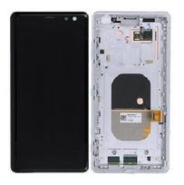 LCD ekranas Sony Xperia XZ3 H8416/H9436 su lietimo ekranu su rėmeliu baltas originalus (naudotas Grade A)