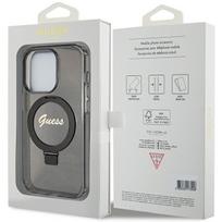 magsafe stand - Guess Ring Stand Script Glitter MagSafe case for iPhone 15 Pro - black - 2 nuotrauka
