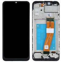 LCD ekranas Samsung A025G A02s 2020 su jutikliniu ekranu ir rėmeliu juodas originalus