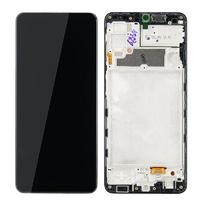 LCD ekranas Samsung A225 A22 4G su jutikliniu ekranu ir rėmeliu juodas originalus (serviso paketas)