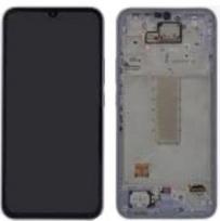 LCD ekranas Samsung A346 A34 5G 2023 su jutikliniu ekranu ir rėmeliu violetinis originalus (surinktas serviso paketas)