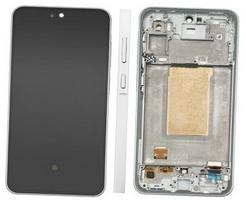 LCD ekranas Samsung A366 A36 5G su jutikliniu ekranu ir rėmeliu Awesome White originalus (surinktas serviso paketas)