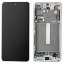 LCD ekranas Samsung G990 S21 FE 5G su jutikliniu ekranu ir rėmu baltas originalus (service pack)