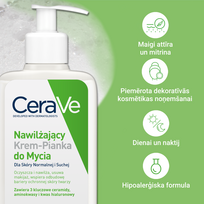cerave cream - CeraVe Drėkinamasis kremas-putos veido prausiklis, 473 ml - 3 nuotrauka