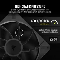 140mm ventiliatoriai - Corsair RS140 Max PWM 140 mm Black - 7 nuotrauka