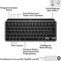 mini klaviatura - Logitech MX Keys Mini for Mac, Pilka (Grey) - 3 nuotrauka