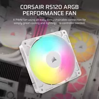 pc fans - Corsair RS120 PWM ARGB 120mm Baltas (White) - 9 nuotrauka
