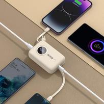 power bank 10000 mah - Dudao K14 10000mAh power bank with USB-C / Lightning cables - beige - 3 nuotrauka
