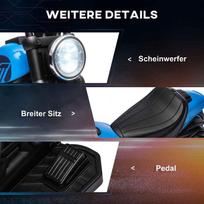 elektrinis motociklas vaikams - Homcom Vaikiškas elektrinis motociklas Mėlynas/Juodas (Blue/Black) - 4 nuotrauka