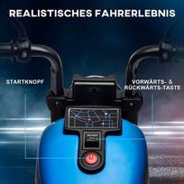 elektrinis motociklas vaikams - Homcom Vaikiškas elektrinis motociklas Mėlynas/Juodas (Blue/Black) - 7 nuotrauka