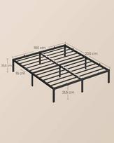 juoda metaline lova 160 200 - Lova Vasagle RMB132B01, 160x200 cm, Juodas (Black) - 2 nuotrauka