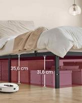 juoda metaline lova 160 200 - Lova Vasagle RMB132B01, 160x200 cm, Juodas (Black) - 4 nuotrauka