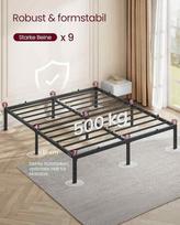 juoda metaline lova 160 200 - Lova Vasagle RMB132B01, 160x200 cm, Juodas (Black) - 5 nuotrauka